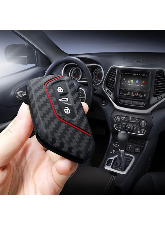 غطاء مفتاح السيليكون من ألياف الكربون الأسود لـ Skoda Octavia A8 MK8 MK4 Seat Leon FR MK4 Cupra Formentor VW Golf 8 ID 4 - حافظة واقية متينة - Image 1